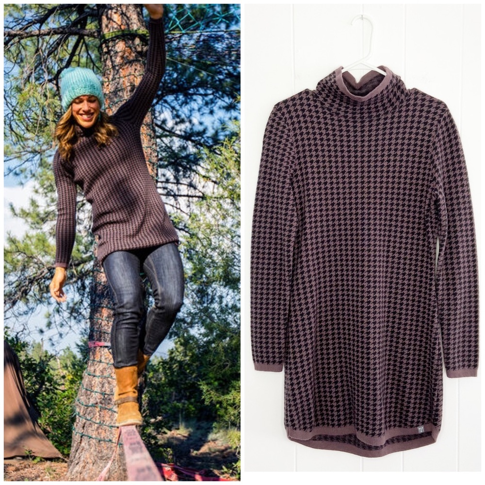 Title Nine Purple & Black Houndstooth Turtleneck Sweater Dress
